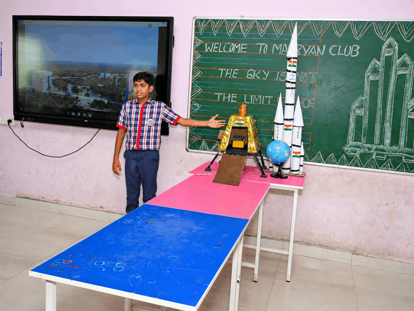 Students participating in exhibition activity