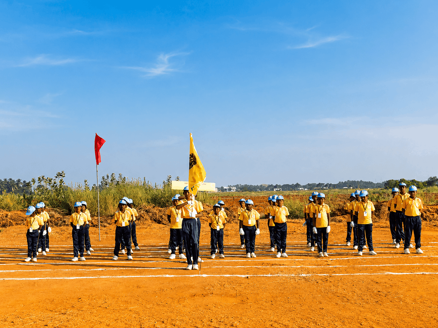 Students in house colours